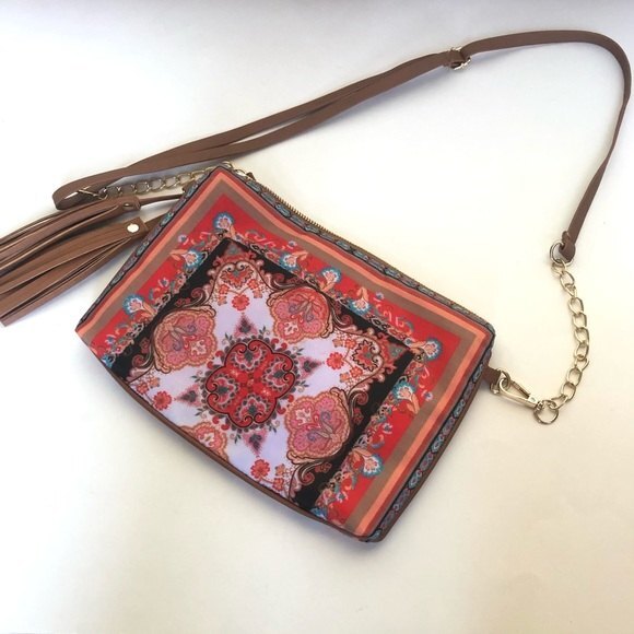 Chico’s Medallion Paisley Retro Print Crossbody Bag One Size - Picture 3 of 11
